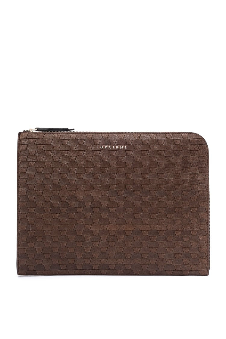 Orciani Woven Leather Document Pouch