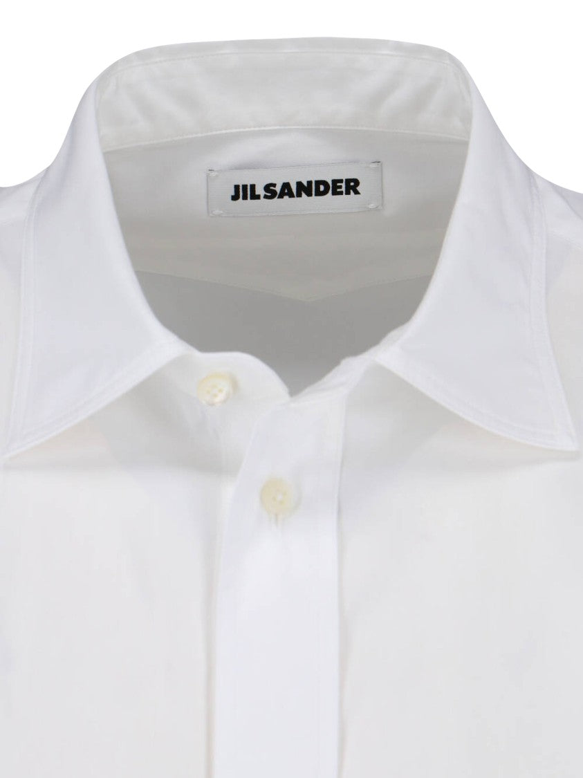 Jil Sander White Minimalist Pointed Collar Cotton Shirt