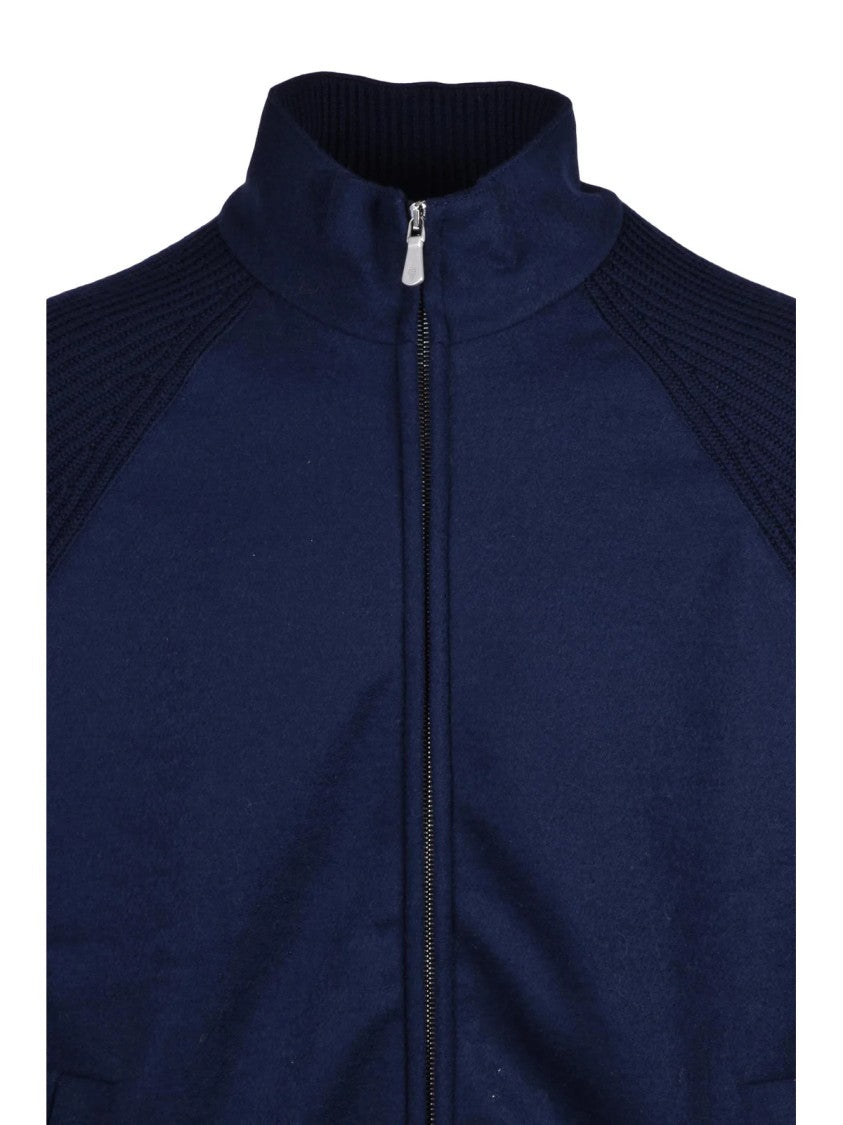 Eleventy Wool Jacket With Zip Closure And Ribbed Sleeves