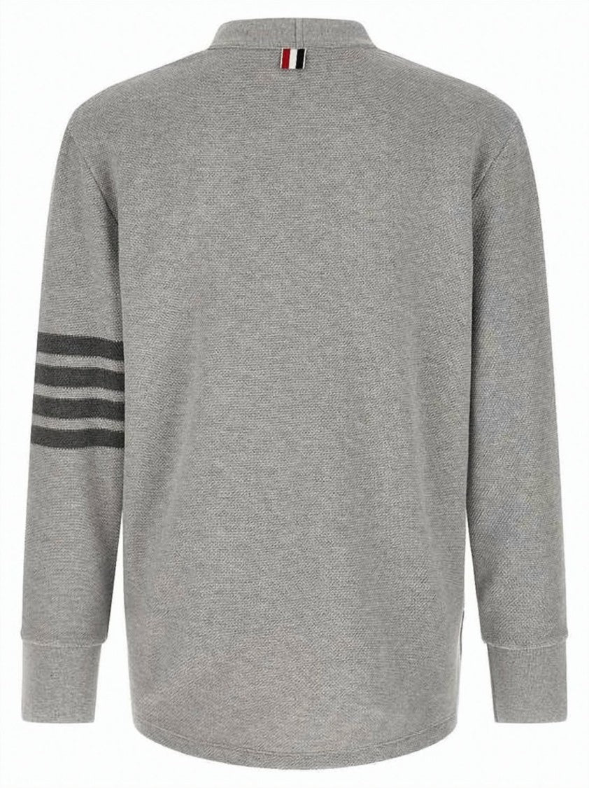 Thom Browne Textured Knit Cardigan With Striped Accents