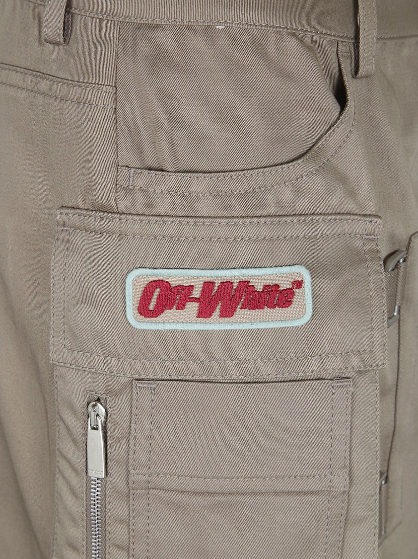 Off-White Military-Inspired Cotton Mini Skirt With Side Pocket