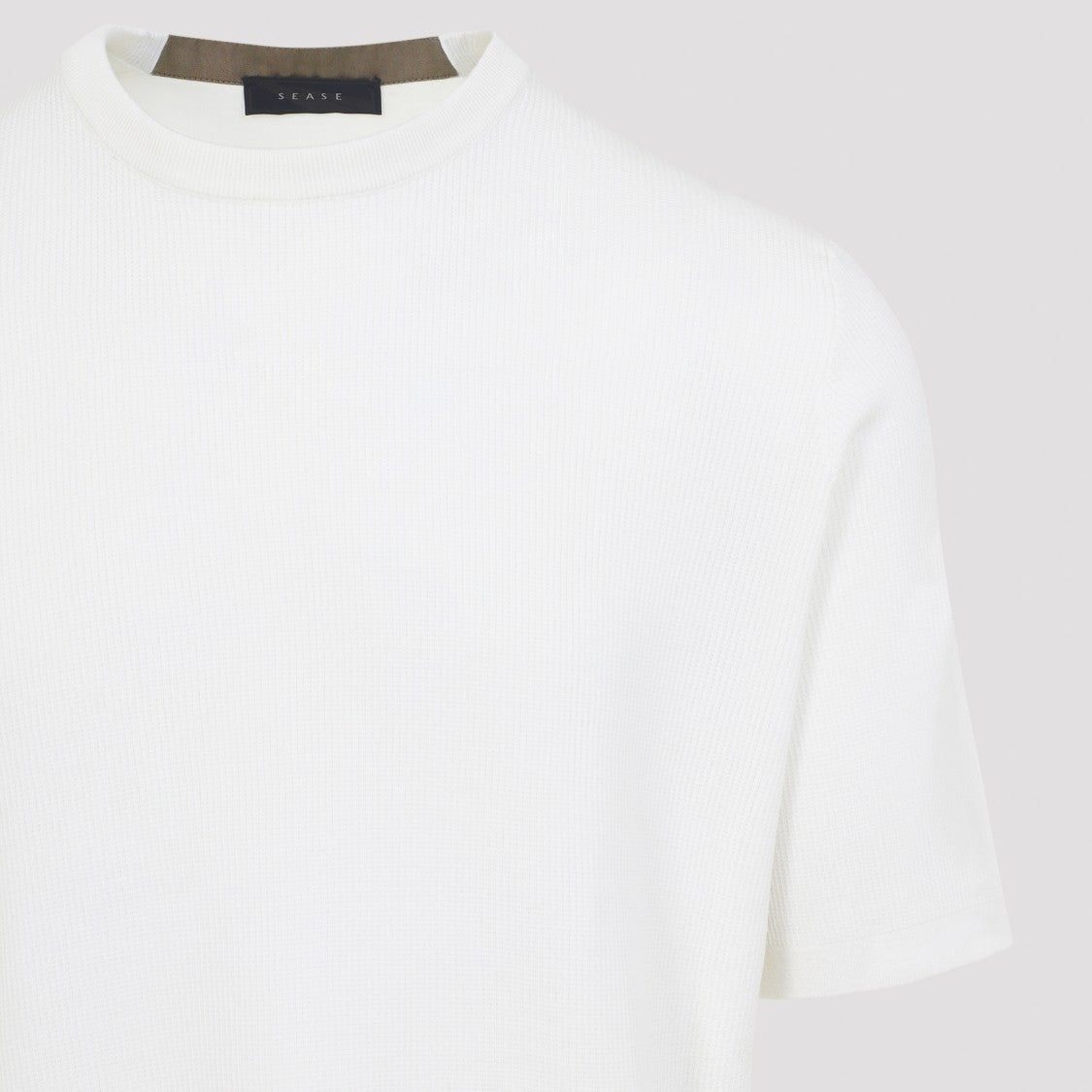 Sease Easy Care Waffle White Virgin Wool T-Shirt