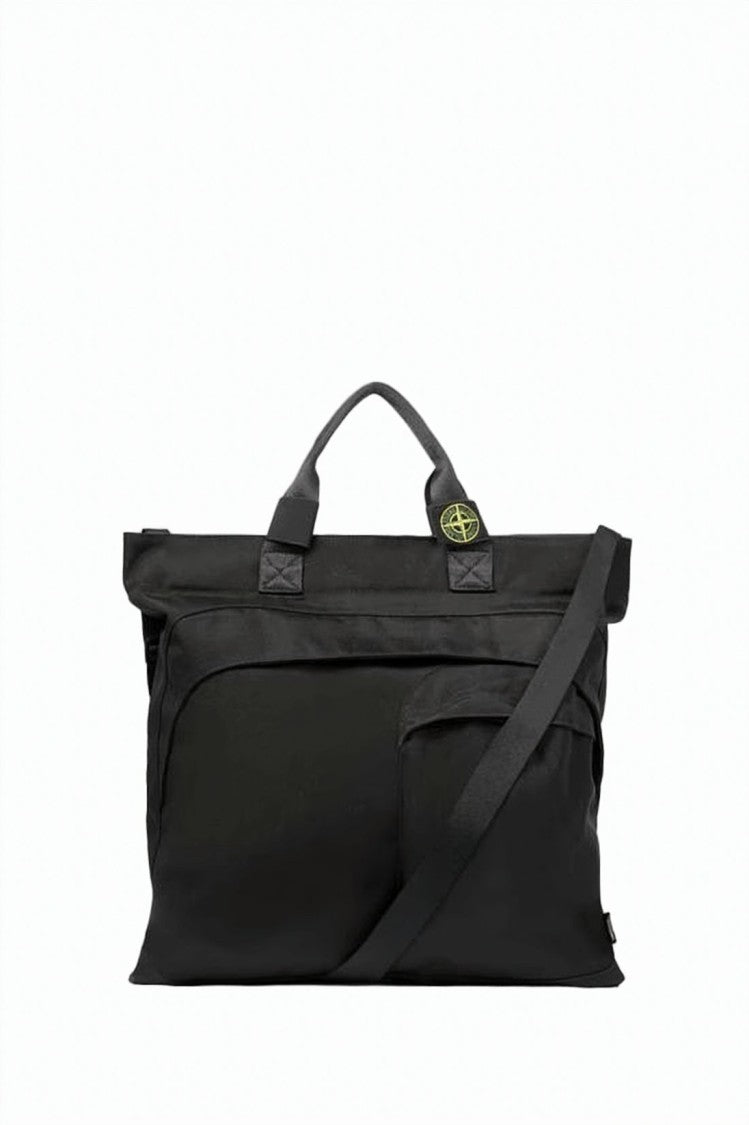 Stone Island Rectangular Black Tote Bag