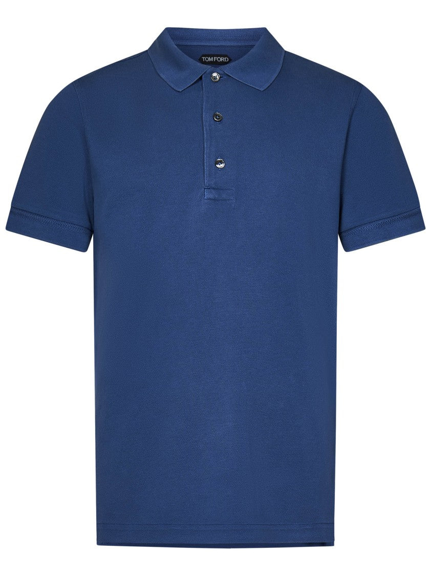 Tom Ford Denim Blue Polo Shirt With Tf Embroidery