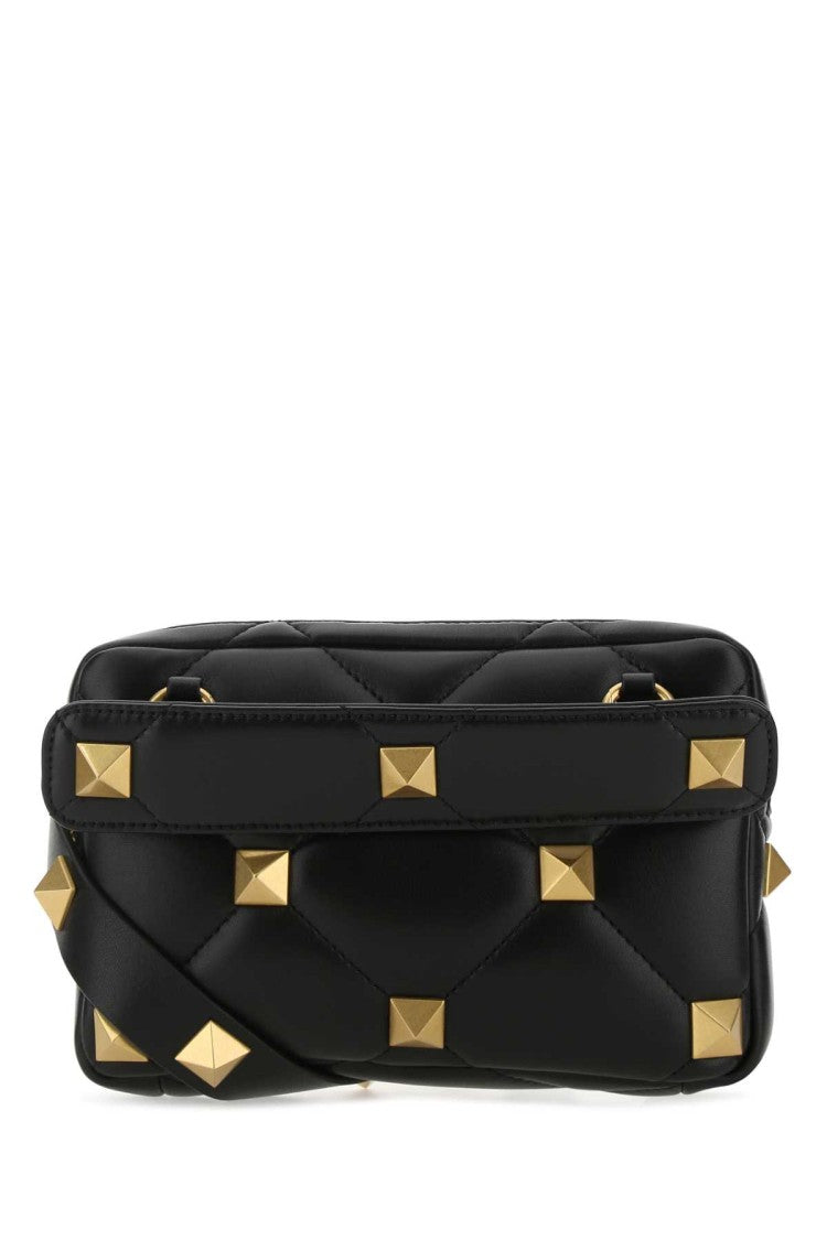 Valentino Garavani Black Nappa Leather Roman Stud Handbag
