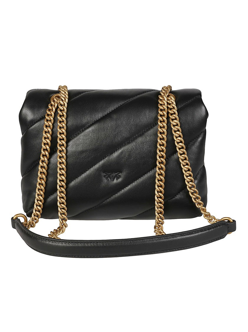 Pinko Puff Mini New Buckle Quilted Sheepskin Shoulder Bag