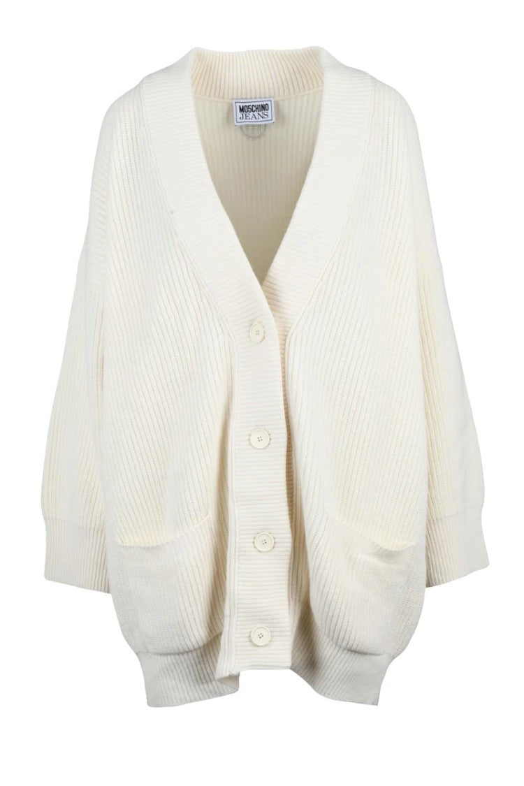 Mo5ch1no Jeans Long Oversized Cardigan - White