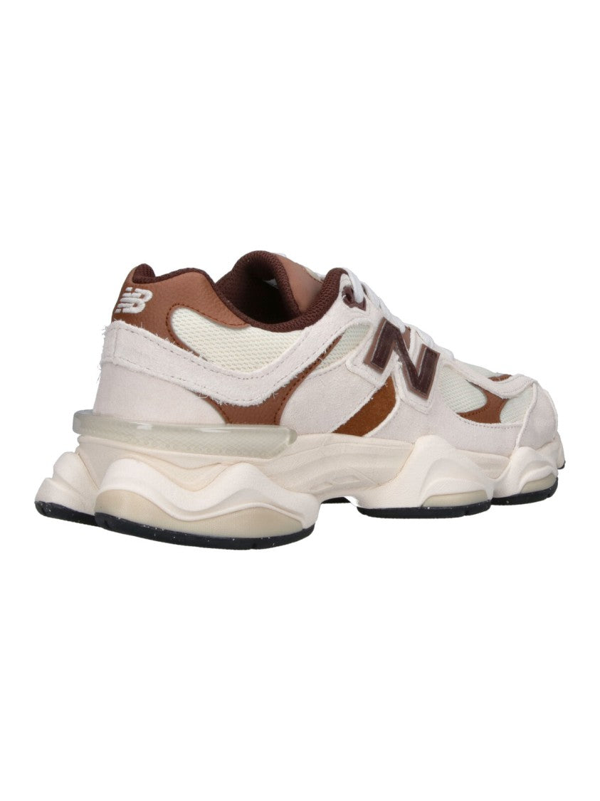 New Balance 9060 Cream Suede Round Toe Sneakers