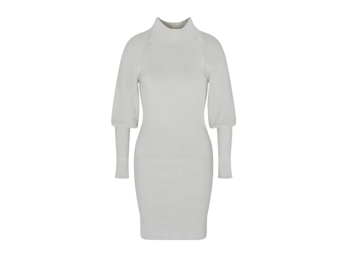 Armani Exchange Beige Fitted Midi Dress With High Neckline