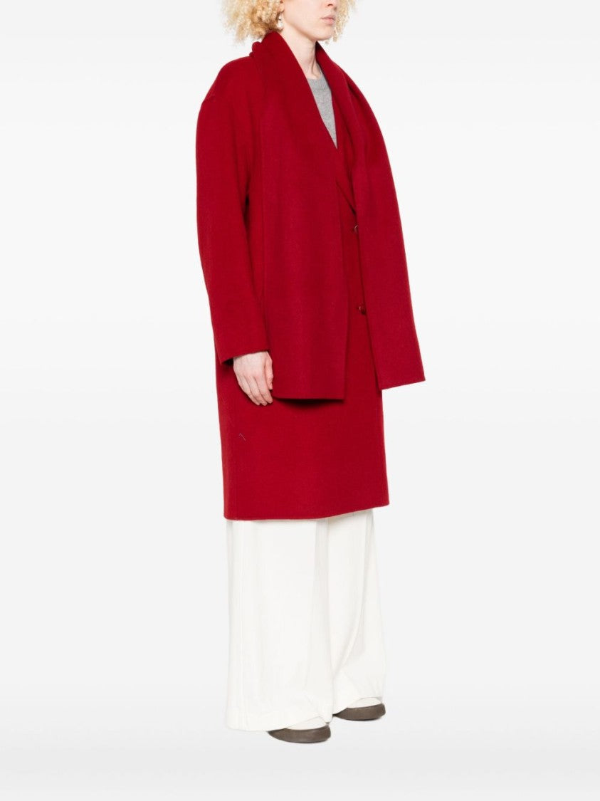 Liu Jo Double-Breasted Red Wool-Blend Coat