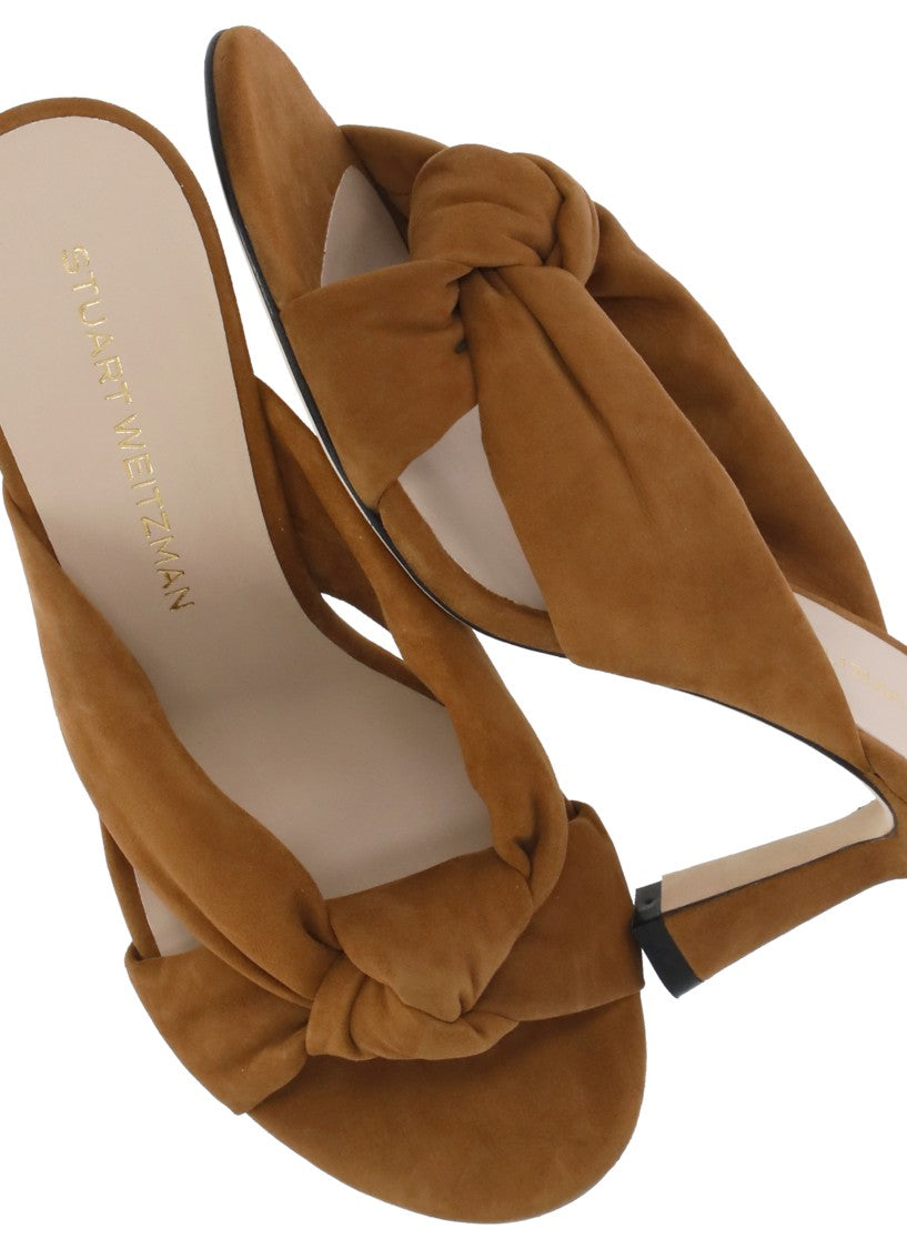 Stuart Weitzman Brown Soplaya Slide Braided Suede Sandals