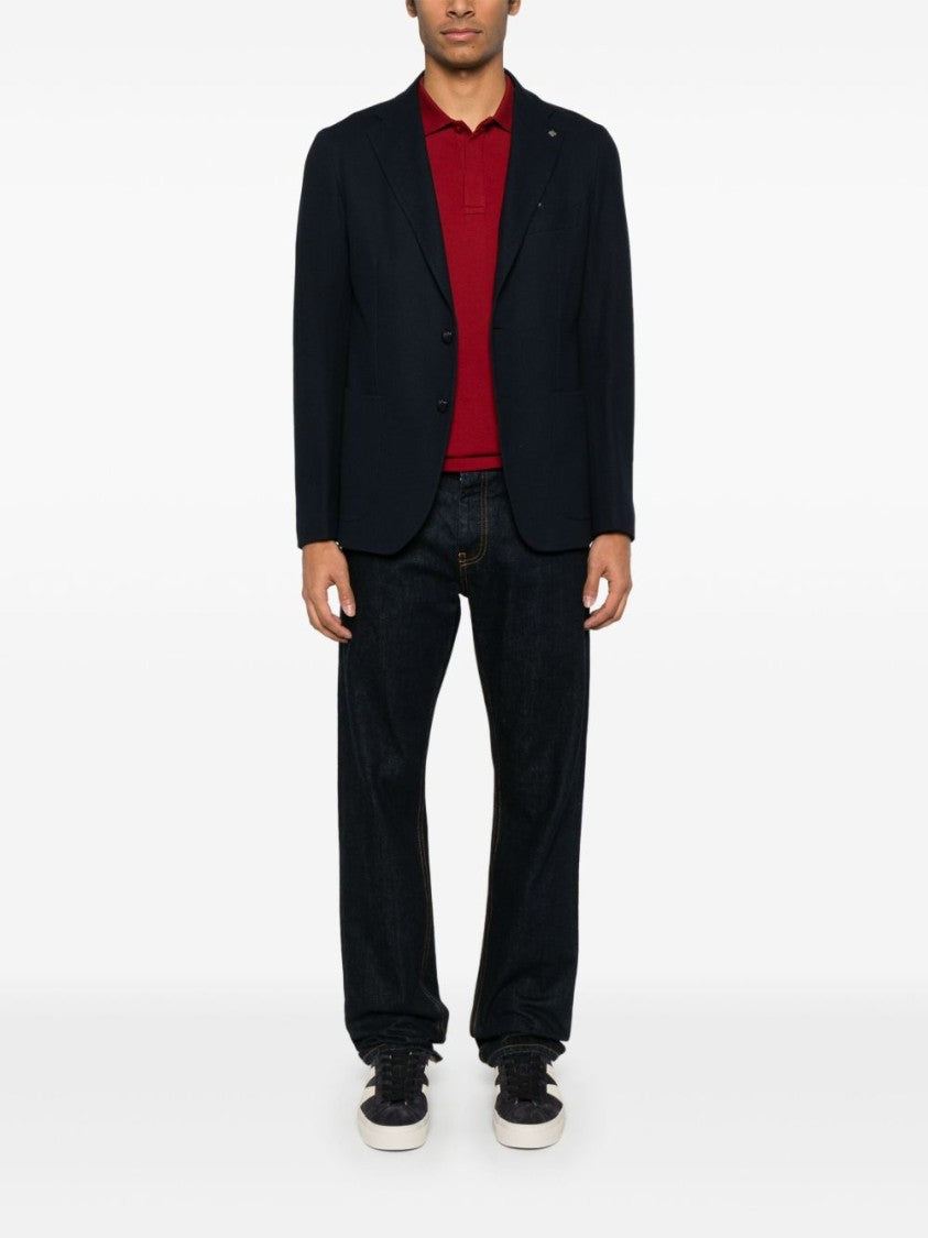 Tagliatore Midnight Blue Tailored Jacket With Classic Design And English Vents