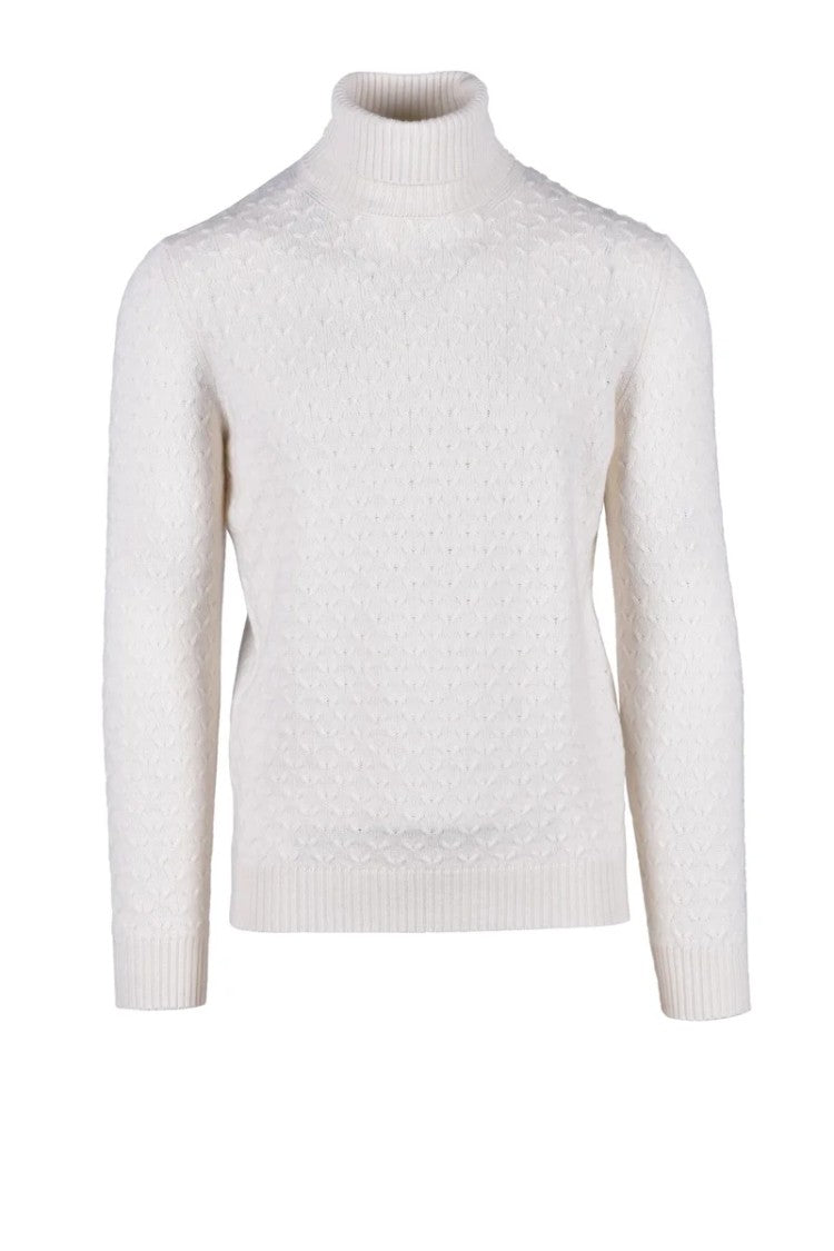 Fama White Wool, Silk And Cashmere Sweater