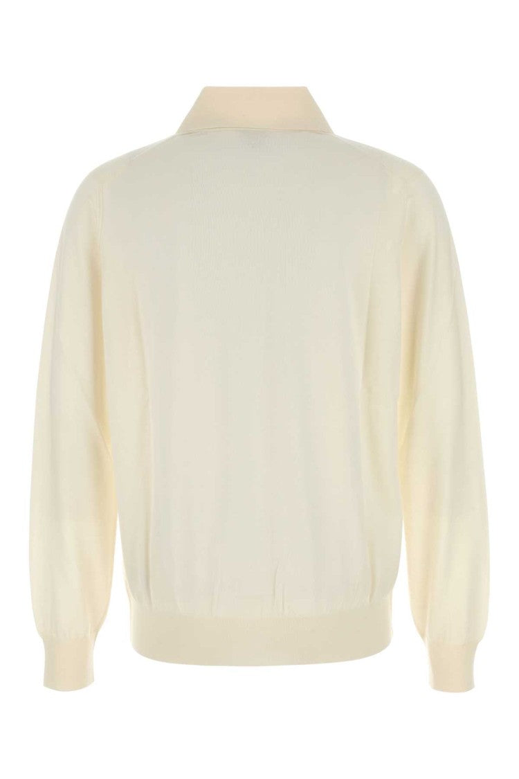 Bottega Veneta Ivory Cashmere Polo Shirt