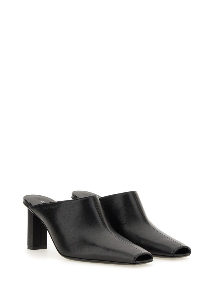 Courrèges Pointed Toe Mules In Smooth Leather
