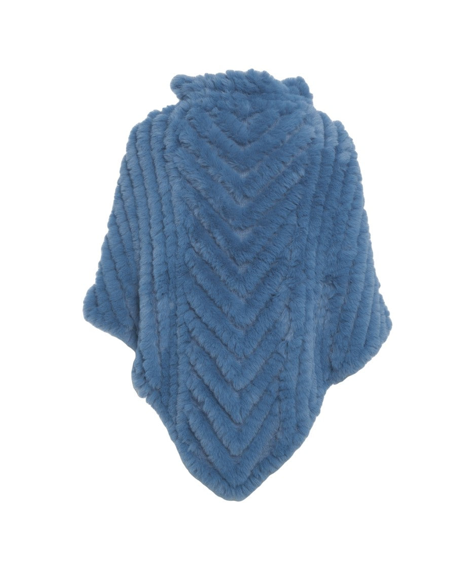 Liu Jo Chevron Pattern Faux Fur Poncho