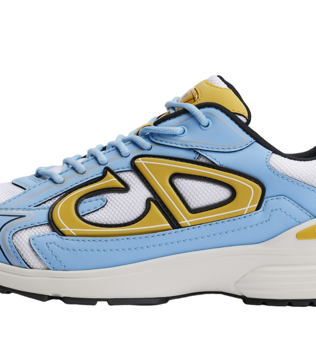 Christian Dior Dynamic Light Blue And White Sneakers With Bold Yellow Accents