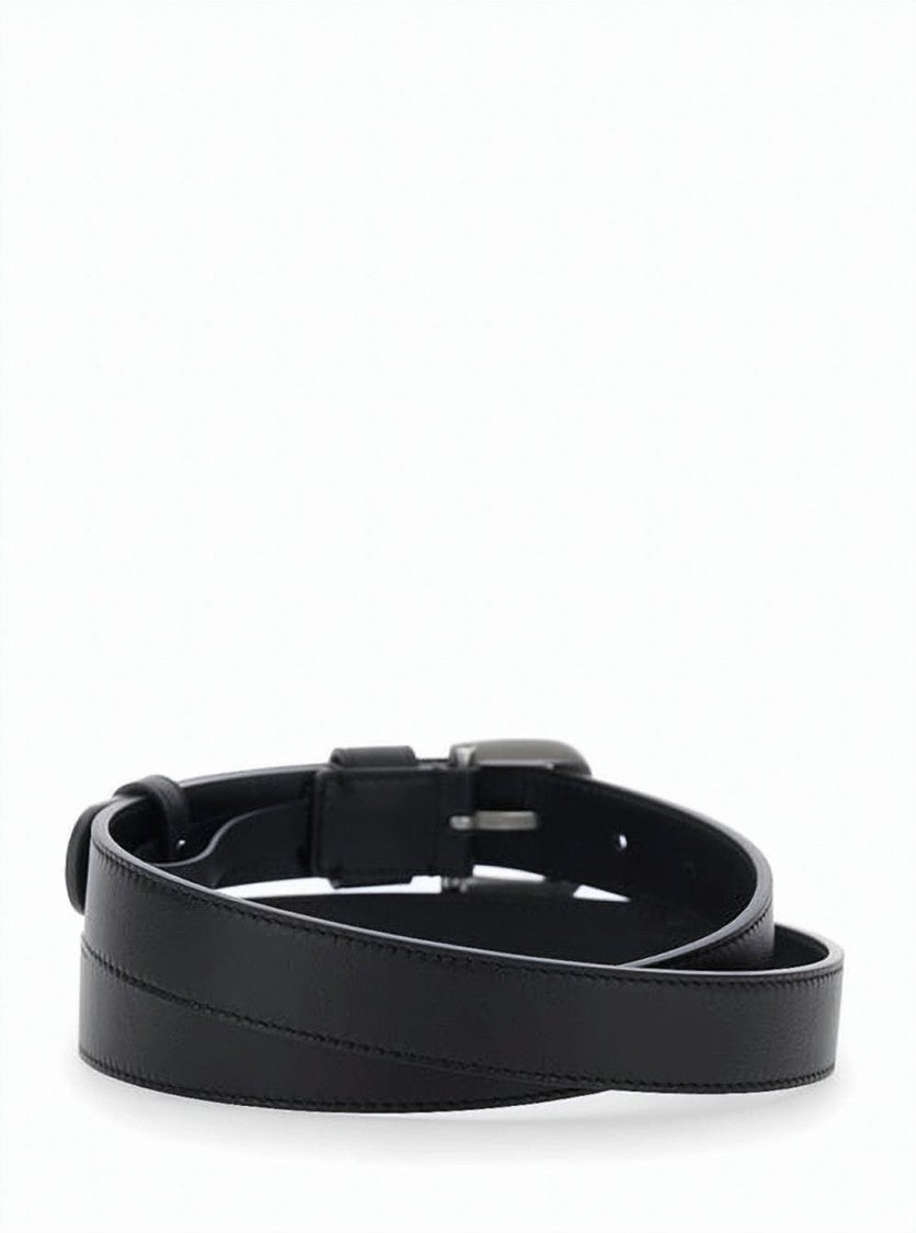 Valentino Garavani Calf Leather Belt And Silver-Tone Buckle