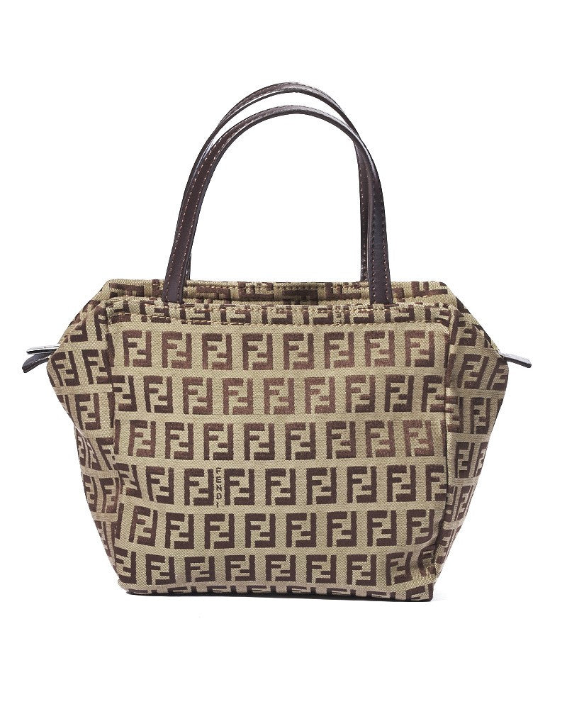 Fendi Small Square Mini Ff Clutch In Brown