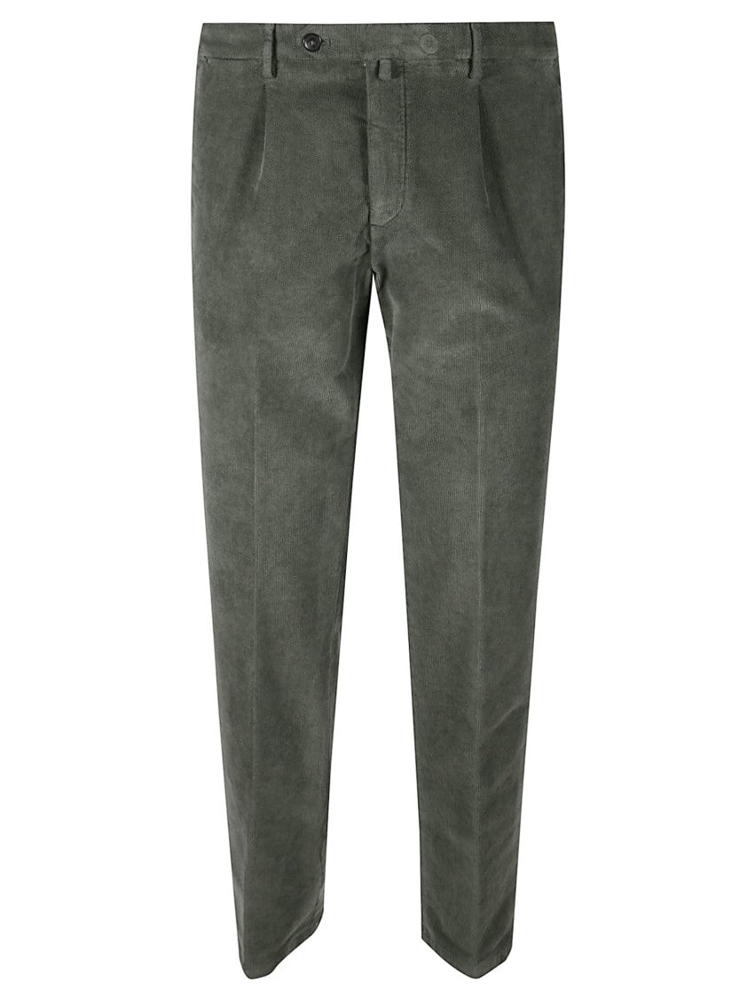 Briglia Tailored Fit Straight Leg Trousers In Soft Velvet Green