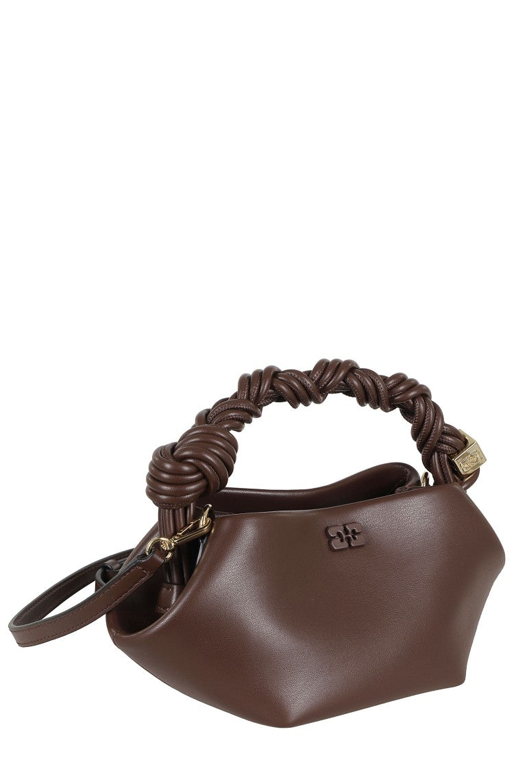 Ganni Brown Bou Mini Gold Studs Recycled Leather Handbag