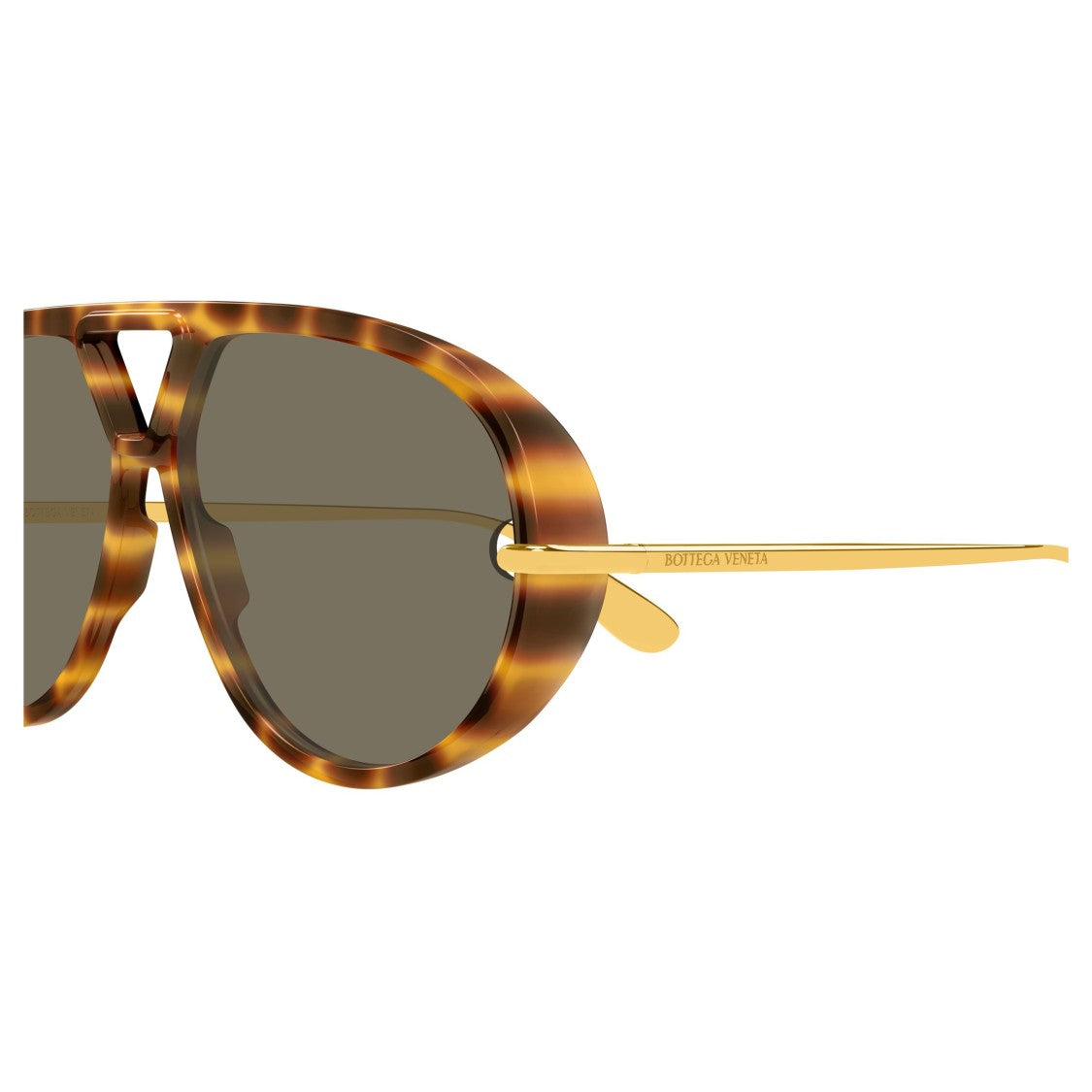 Bottega Veneta Bold Aviator Sunglasses With Tortoiseshell Pattern And Cut-Out Bridge