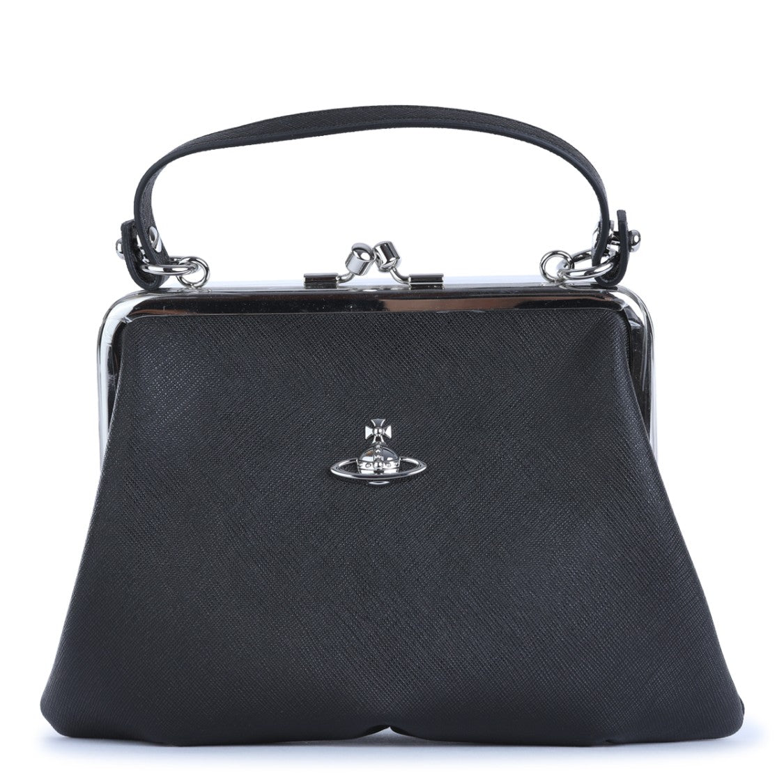 Vivienne Westwood Trapezoidal Handbag With Kiss-Lock Clasp And Silver Frame
