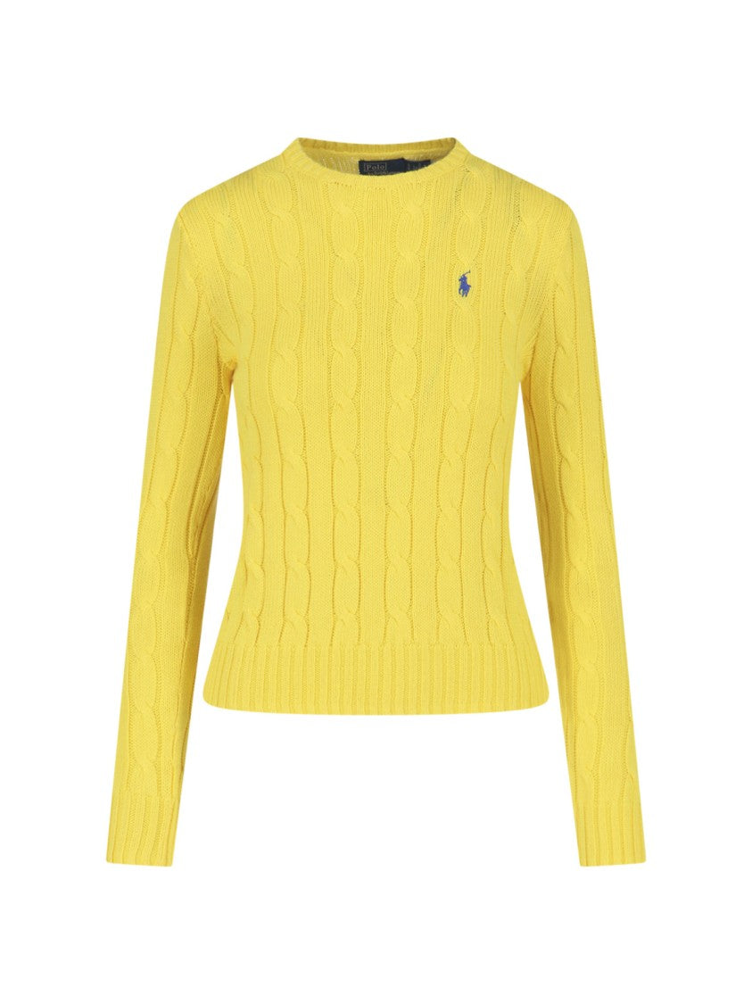 Polo Ralph Lauren Yellow Cable Knit Crewneck Sweater