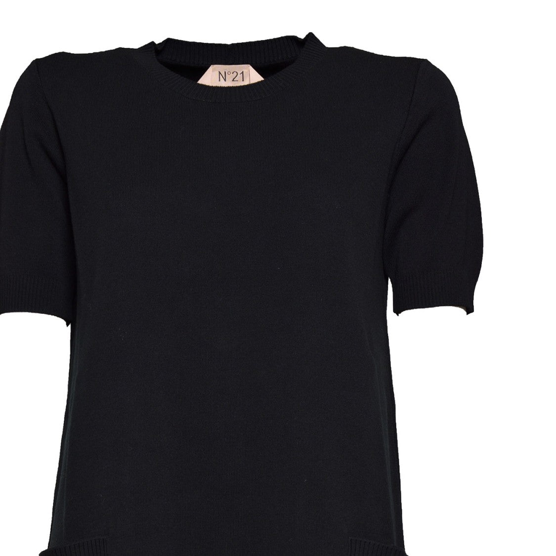 N°21 Black Cotton Short Dress With Pockets