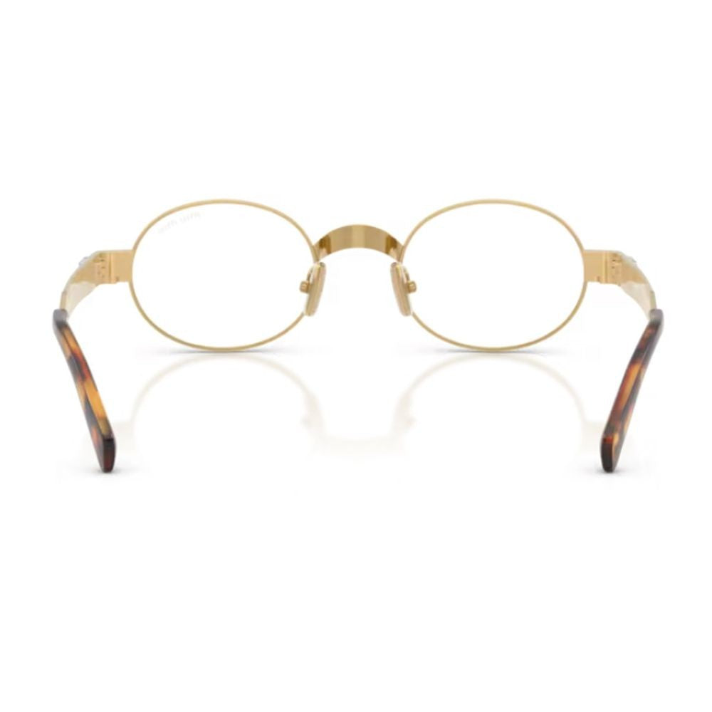 Miu Miu Oval Frame Sunglasses In Satin Gold-Tone Metal