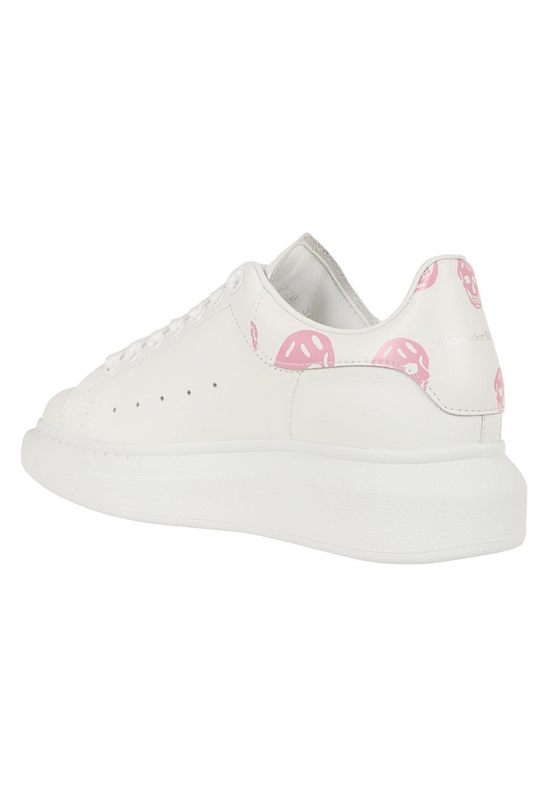 Alexander Mcqueen Oversized White Calfskin Pink Skull Sneakers