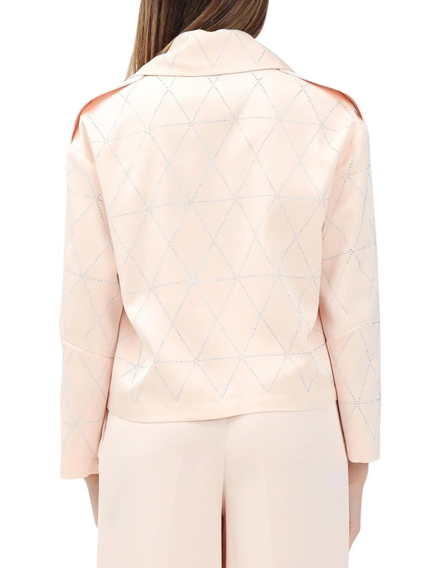 Simona Corsellini Pink Polyester Satin Biker Jacket