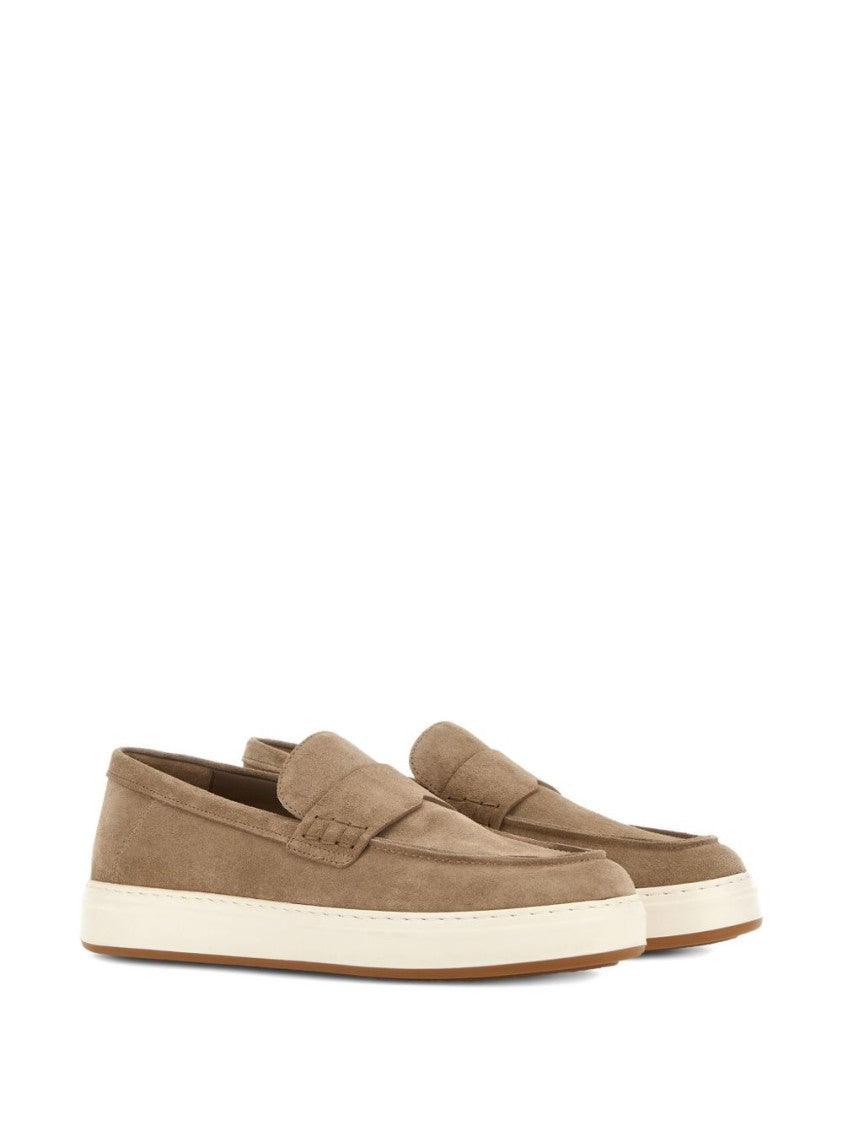 Hogan Penny Strap Suede Loafers With Contrast Rubber Sole