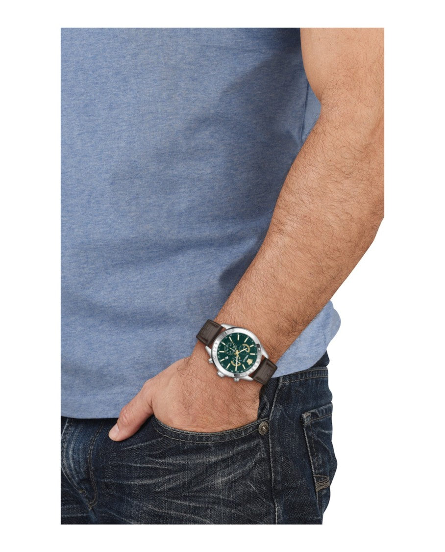 Versace Athletic Chrono Leather Strap