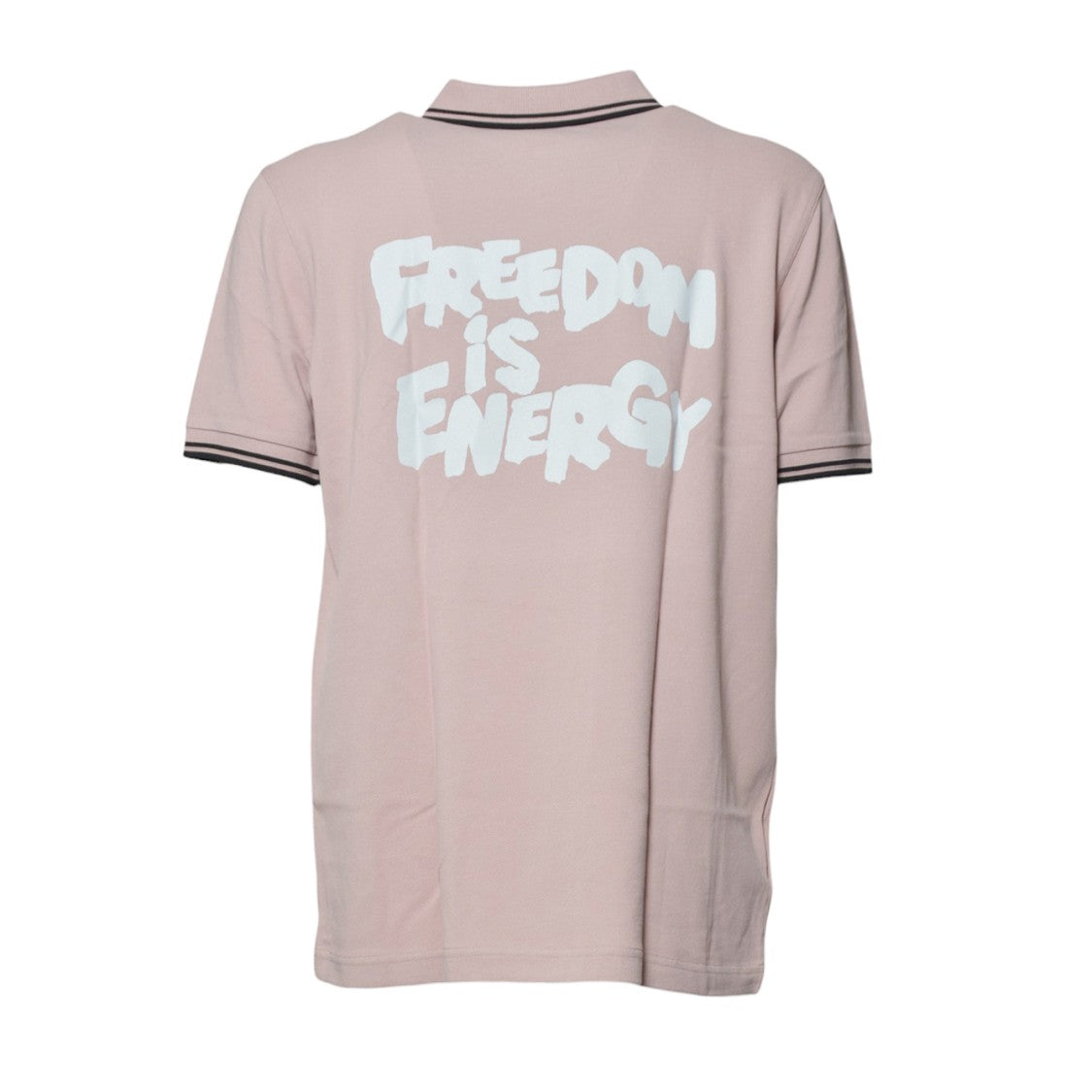 Comme Des Garçons Striped Pink Cotton Knit Polo Shirt