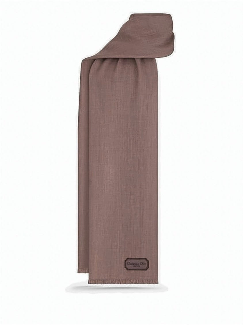 Christian Dior Textured Brown Wool-Cashmere-Silk Scarf