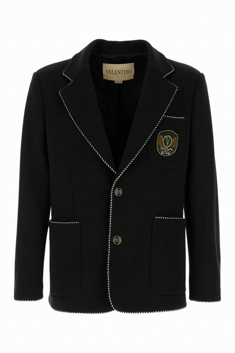 Valentino Garavani Cropped Tailored Jacket With Embroidered Crest