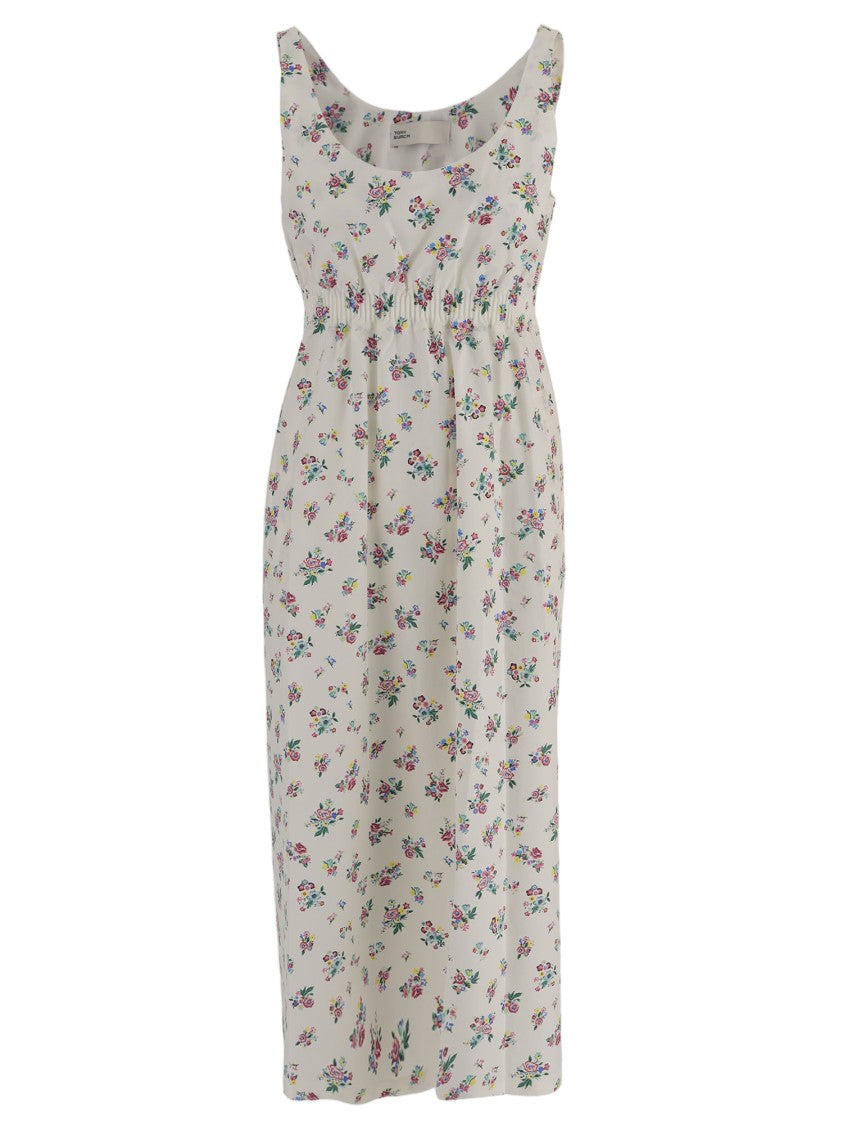 Tory Burch Floral Patterned Cotton Dress With Gathered Waist