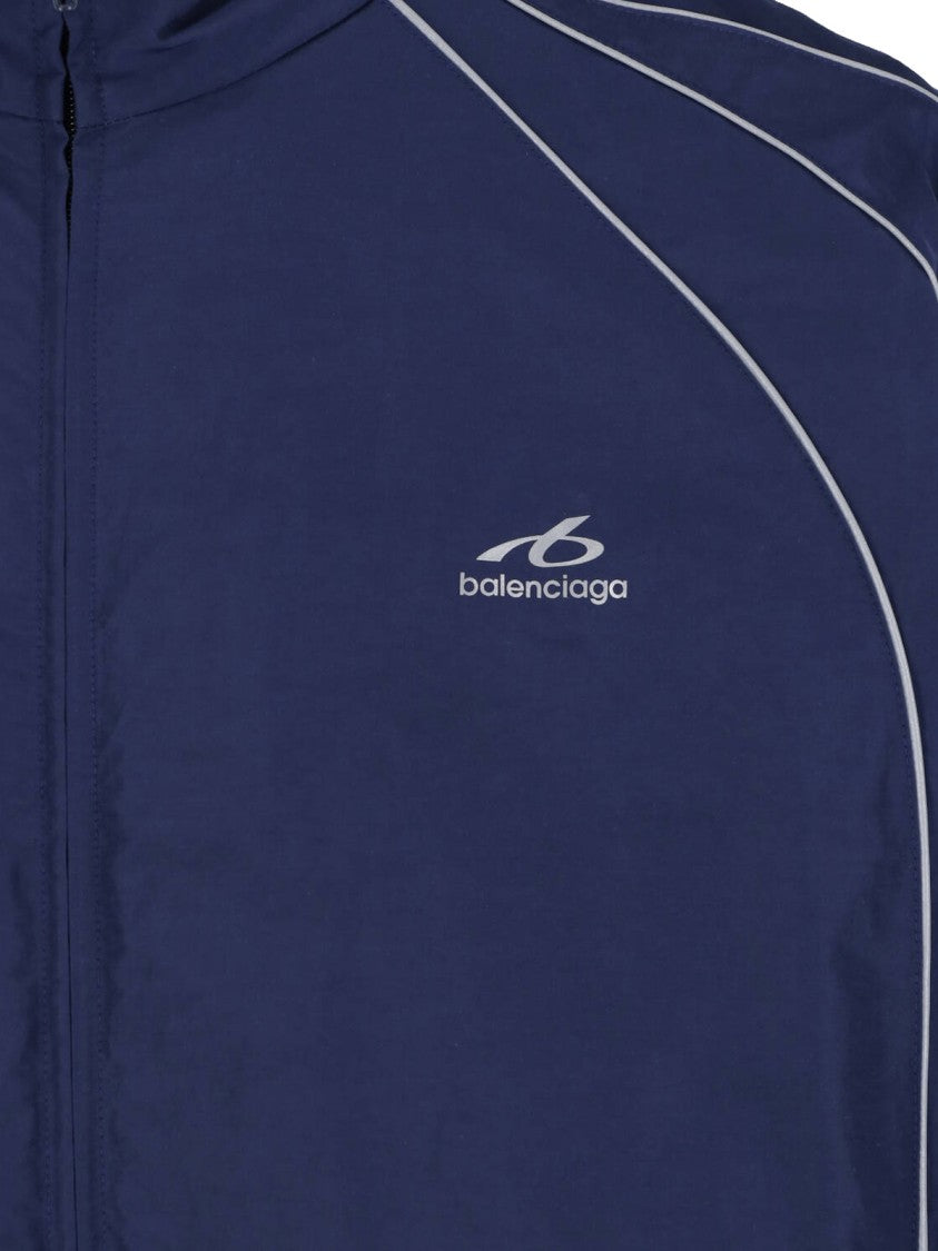 Balenciaga Navy Blue Zip-Up Jacket With High Collar