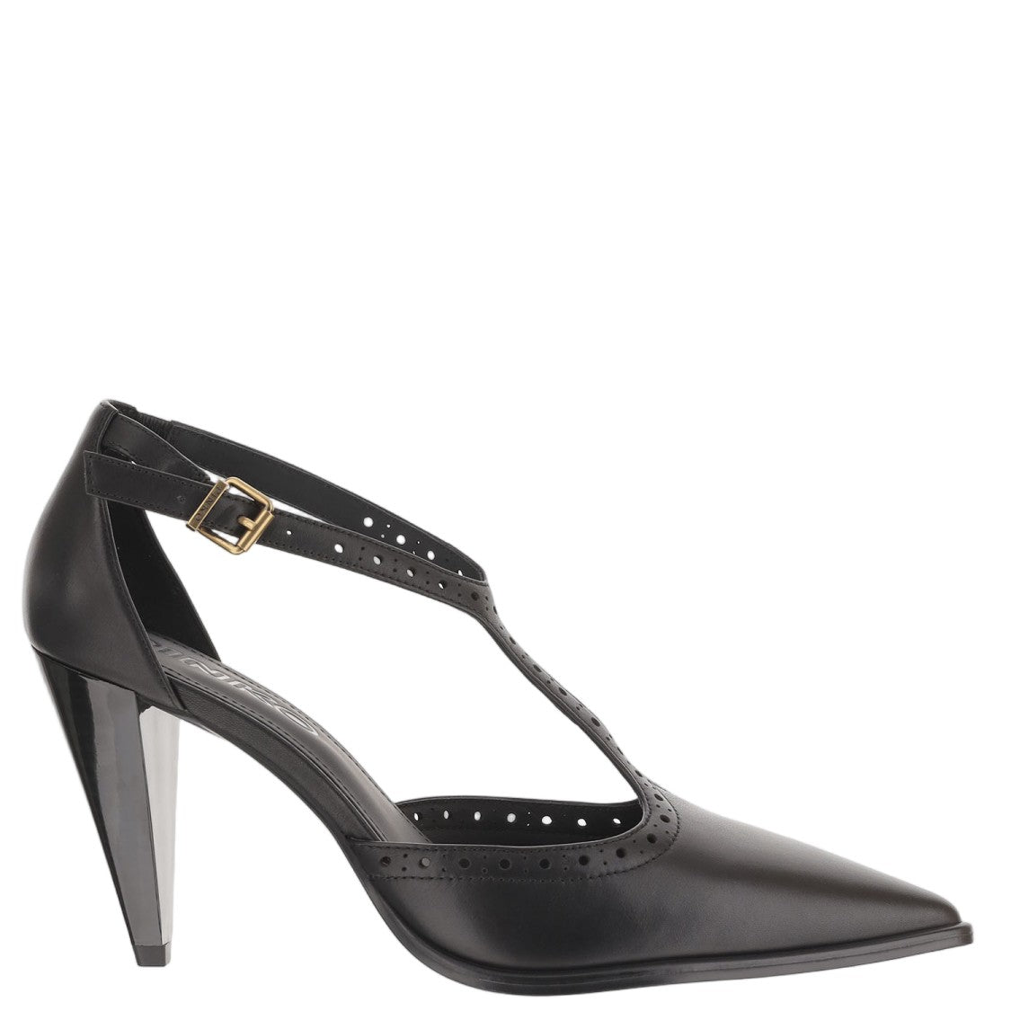 Pinko Black Gwen Brogue Leather Pointed-Toe Pumps