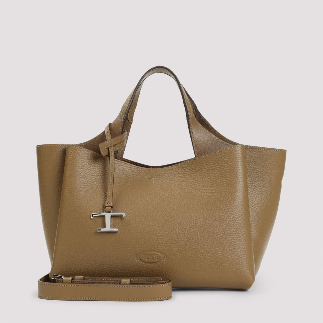 Tod's Structured Nude Leather Shoulder Bag
