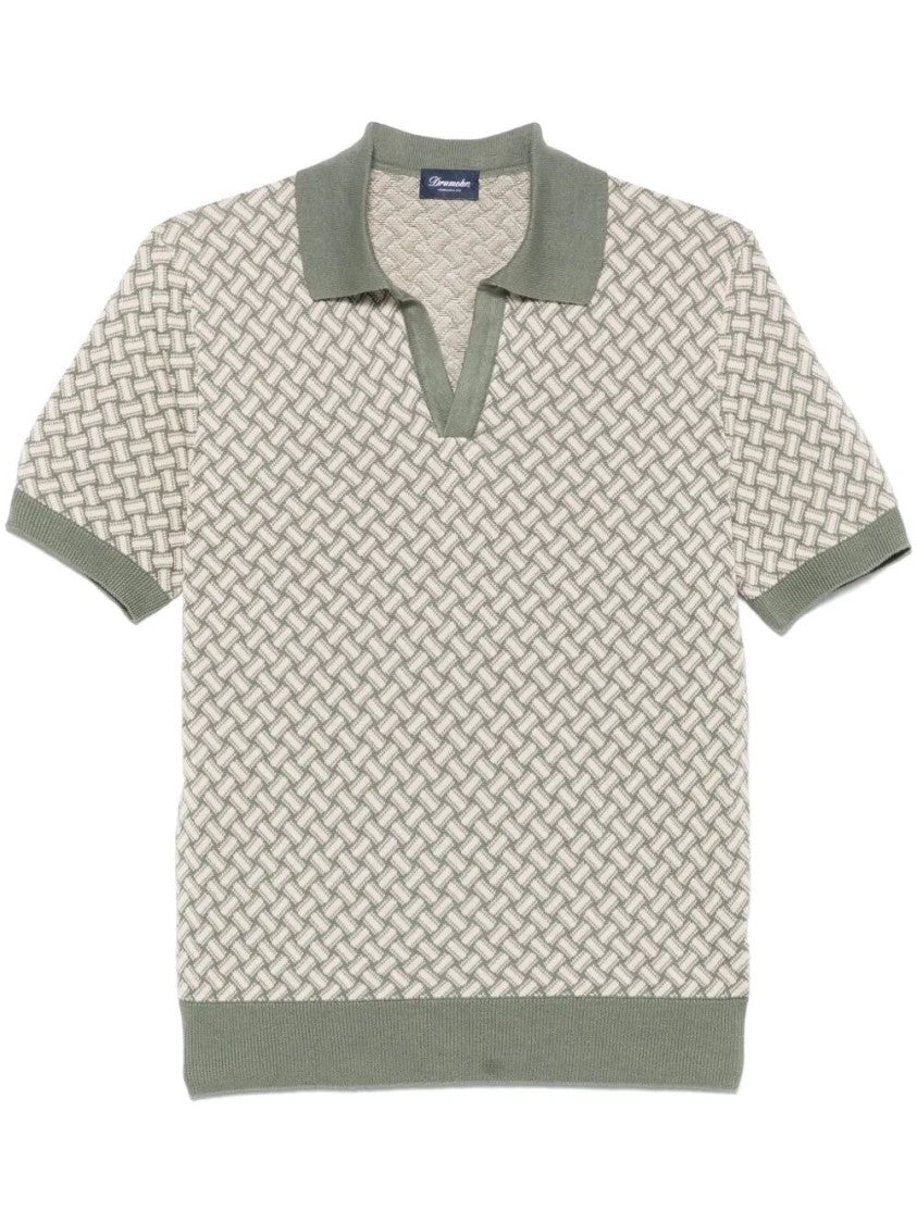 Drumohr Textured Woven Short Sleeve Polo