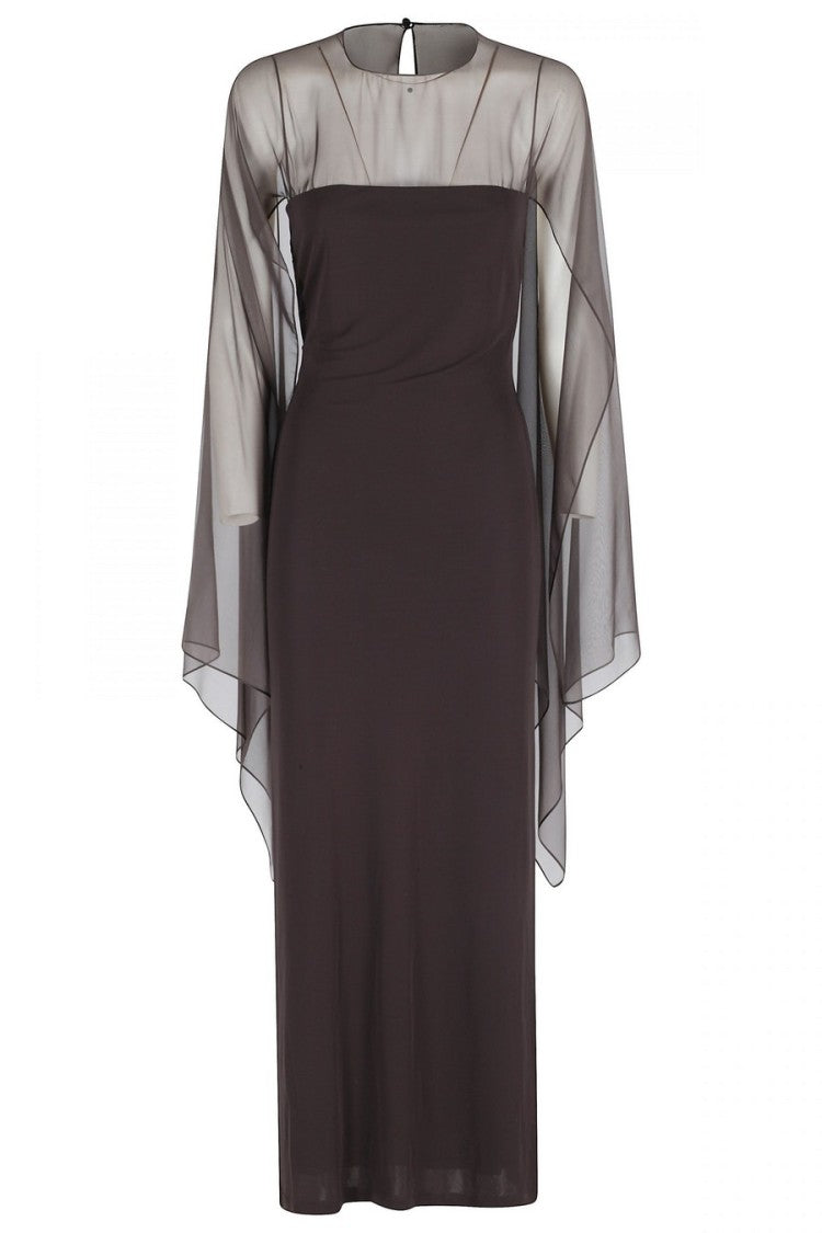 Alberta Ferretti Brown Crepe Midi Dress