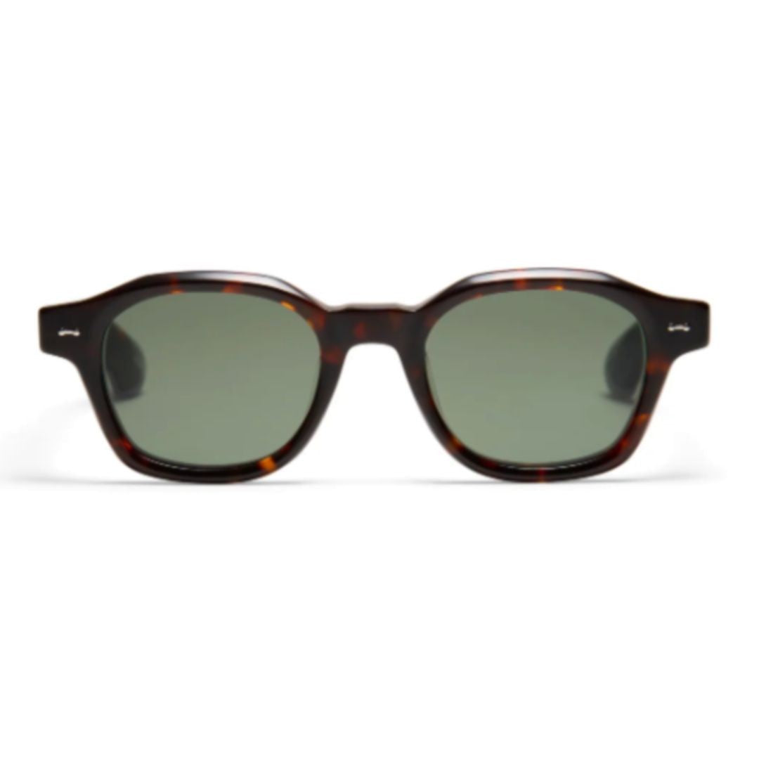 Peter And May Skyloop Classic Rectangular Tortoise Shell Sunglasses With Green Lenses