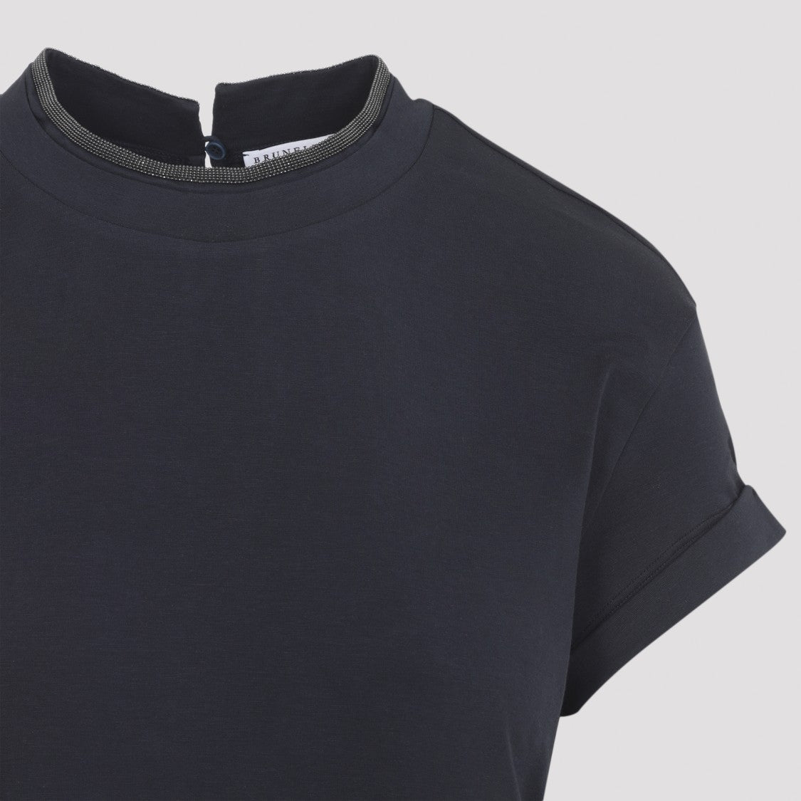 Brunello Cucinelli Pearl-Adorned Cotton-Elastane T-Shirt