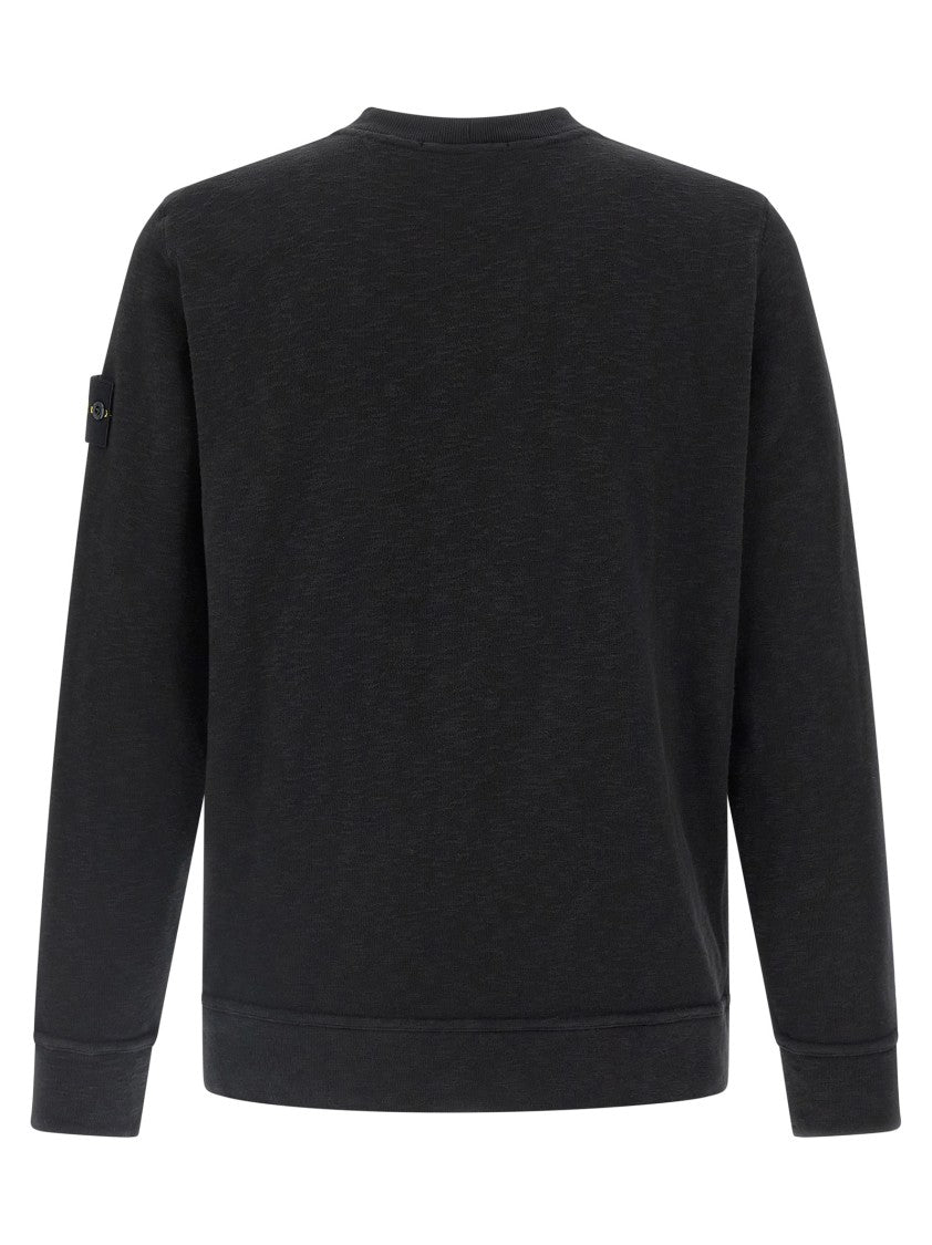 Stone Island Flamed Cotton Sweatshirt With Crew Neck
