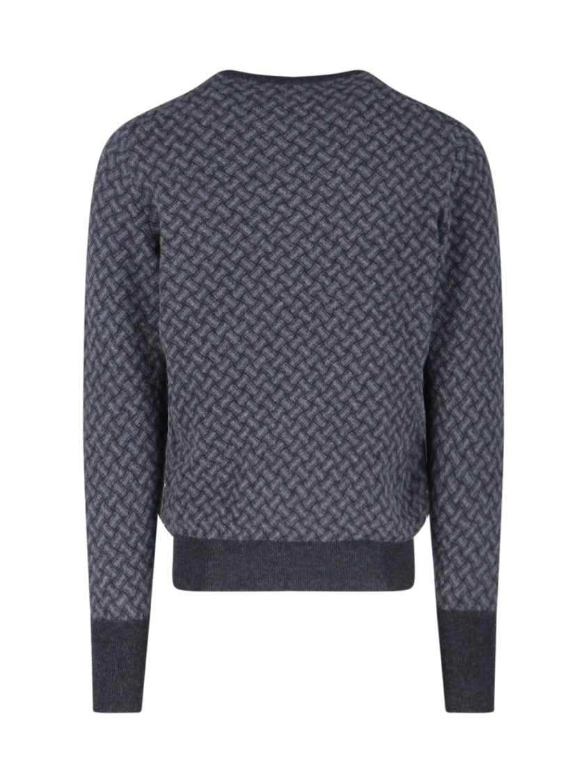 Drumohr Jacquard Cashmere Sweater – Grey