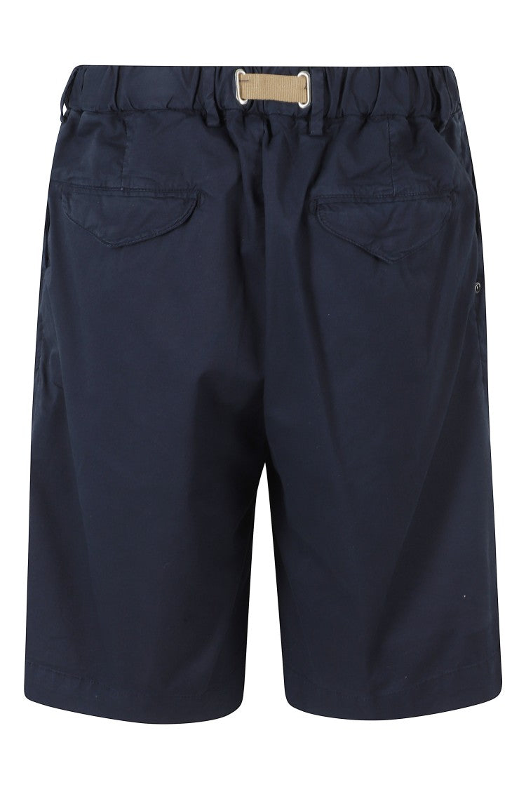 White Sand Blue Darts Adjustable Waistband Cotton-Blend Denim Shorts