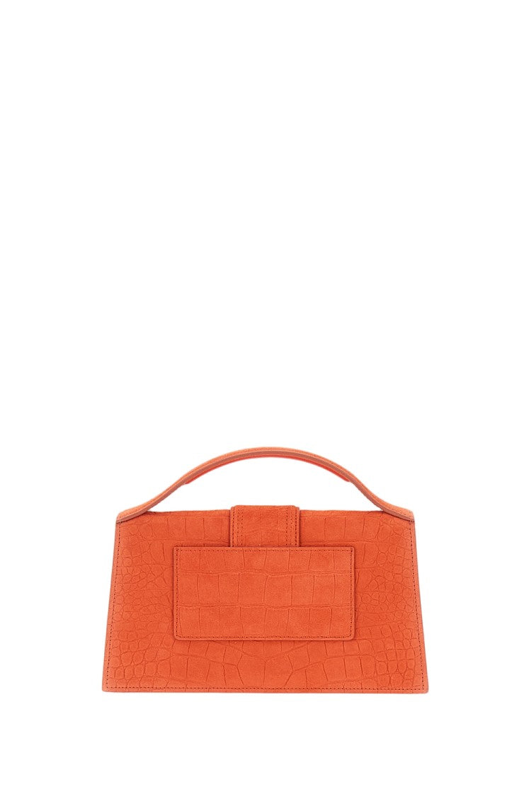 Jacquemus Orange Le Grand Bambino Croc-Effect Suede Bag