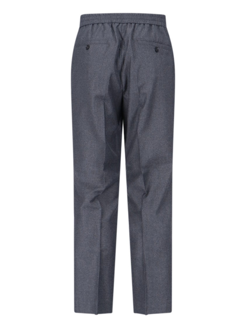 Ami Mid-Rise Grey Virgin Wool Trousers With Tailored Aesthetics